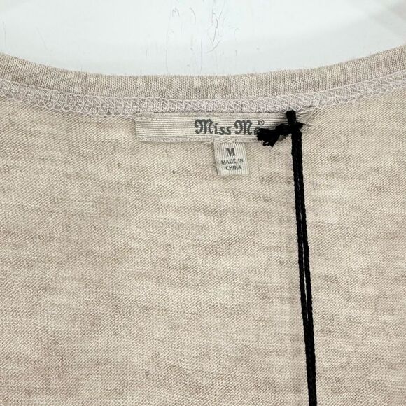 Miss Me Tan Gray Ombré V Neck Lace Trim Rhinestone Jersey Stretch Cardigan NEW - Picture 14 of 16